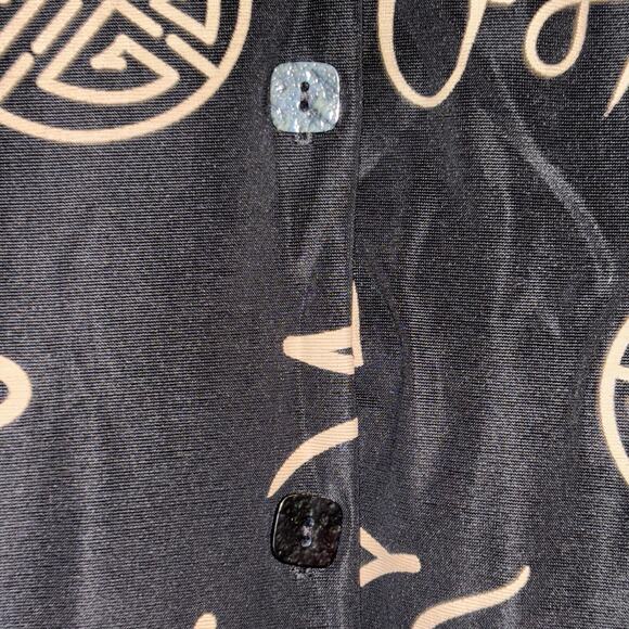 QVC Susan Graver Style Asian Theme Long Jacket Lustra Knit Medium Black Gold - Picture 8 of 13